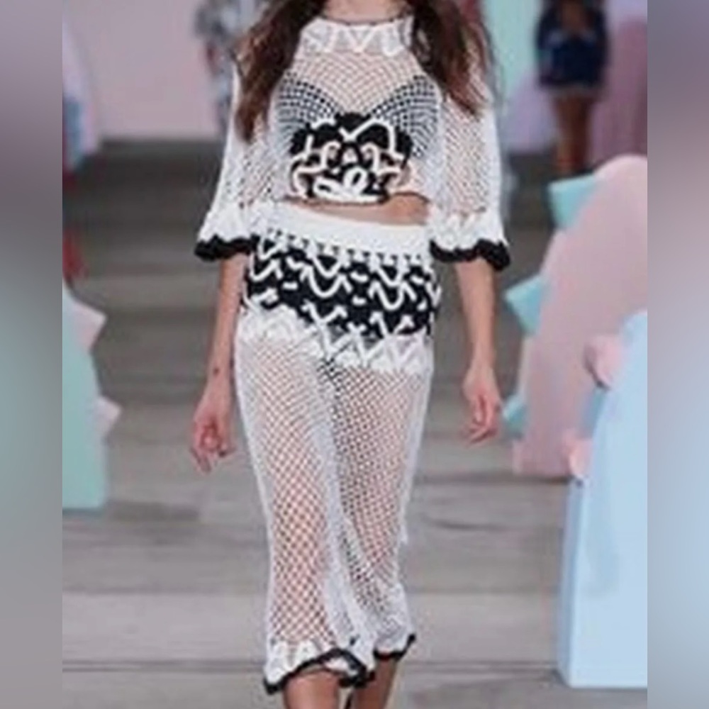Alice McCall Black & White Crotchet Skirt Set - Size 4